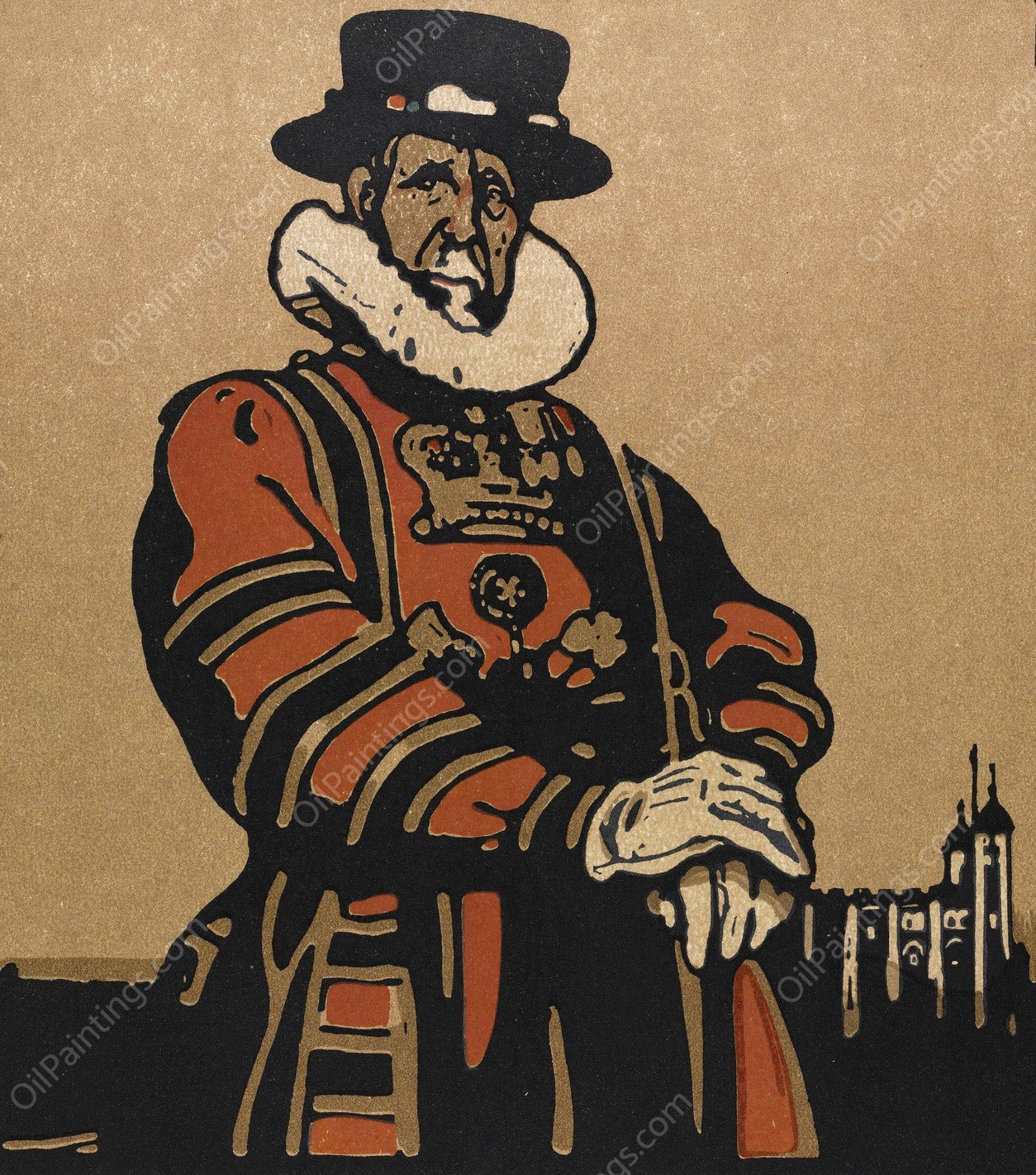 London Types,Beefeater  by William Nicholson - Hand-Painted Oil Painting Reproduction