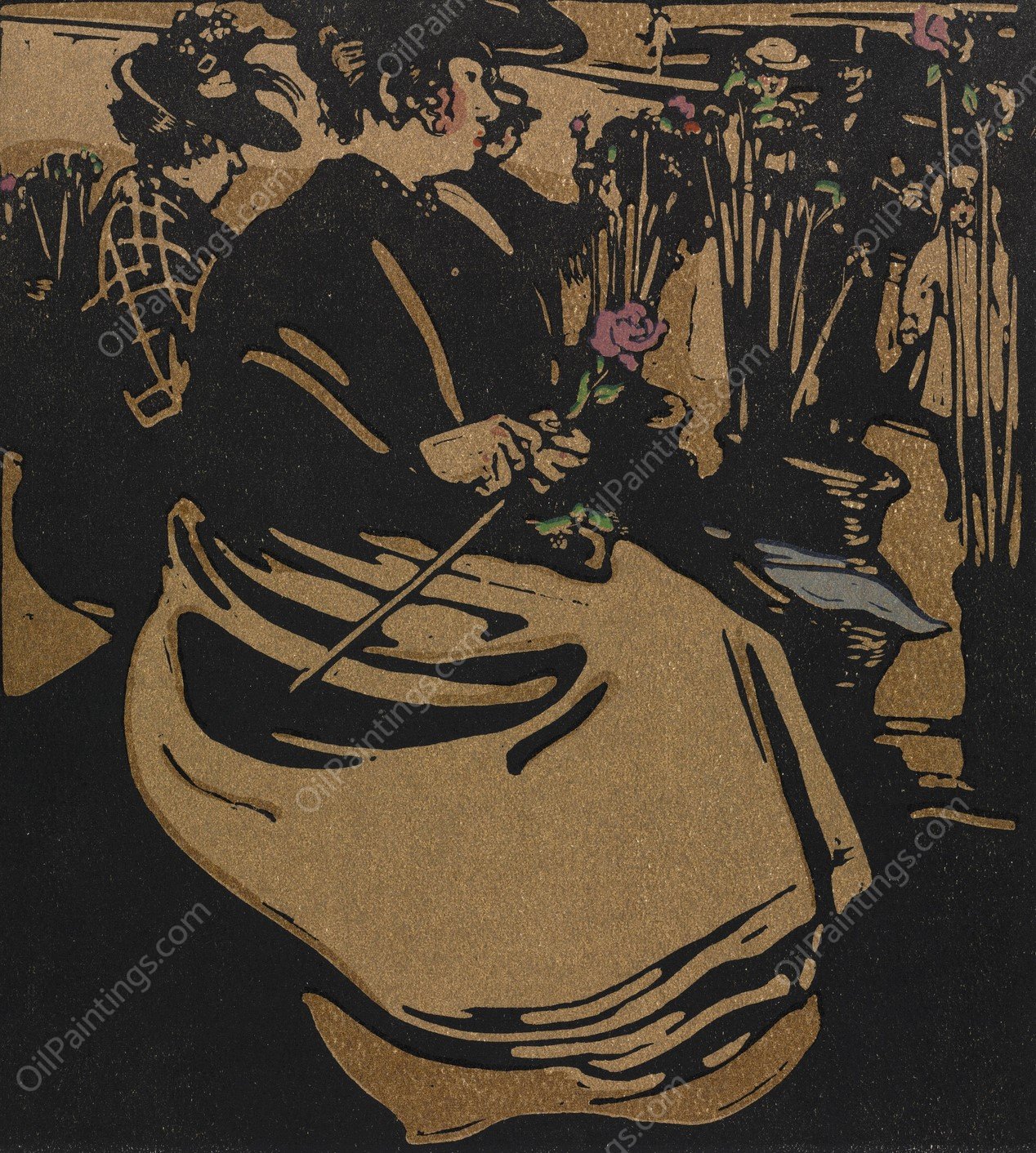 London Types, Flower Girl  by William Nicholson - Hand-Painted Oil Painting Reproduction