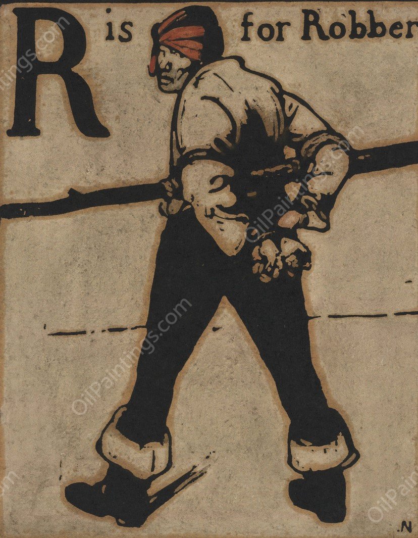 R is Robber  by William Nicholson - Hand-Painted Oil Painting Reproduction