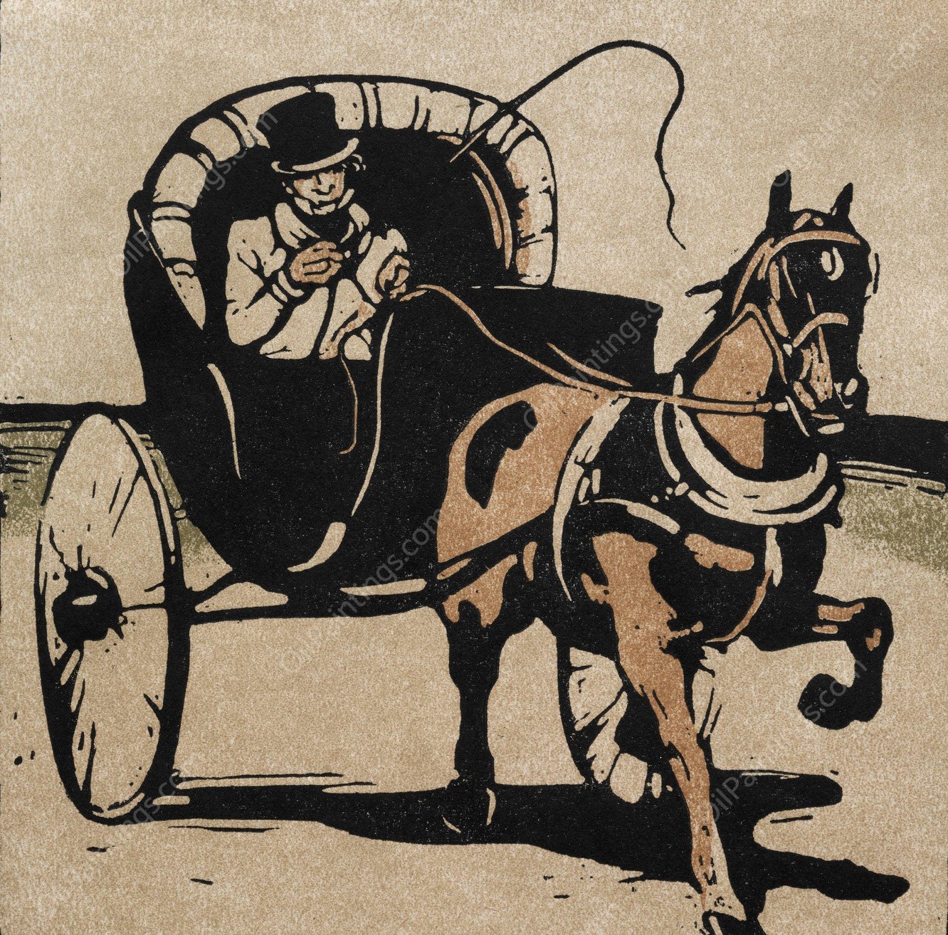 The Cabriolet  by William Nicholson - Hand-Painted Oil Painting Reproduction