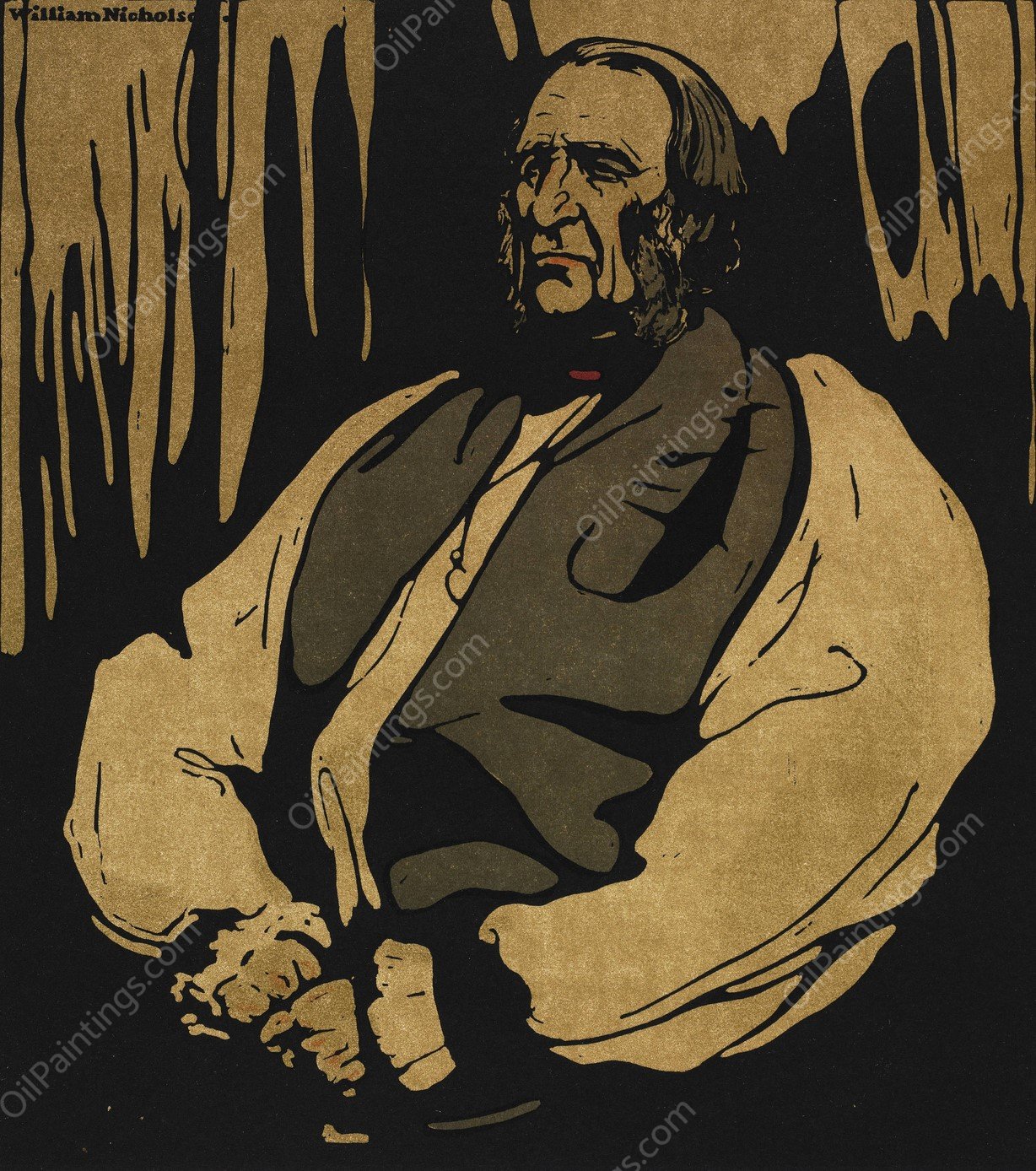 Twelve Portraits, The Archbishop of Canterbury  by William Nicholson - Hand-Painted Oil Painting Reproduction