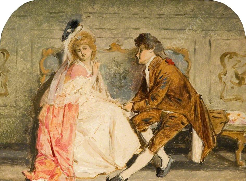 Dolly Varden from Charles Dickens's 'Barnaby Rudge' (sketch) by William Powell Frith - Hand-Painted Oil Painting Reproduction