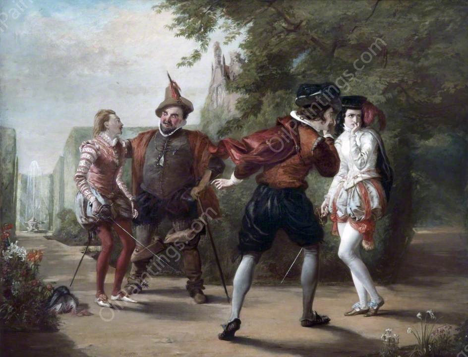 The Duel Scene from 'Twelfth Night' by William Shakespeare by William Powell Frith - Hand-Painted Oil Painting Reproduction