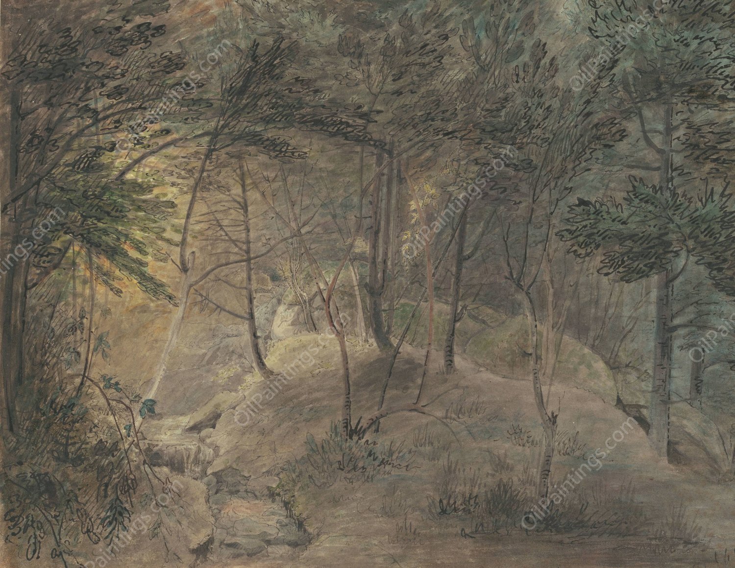 View from the Springhouse at Echo  by William Russell Birch - Hand-Painted Oil Painting Reproduction