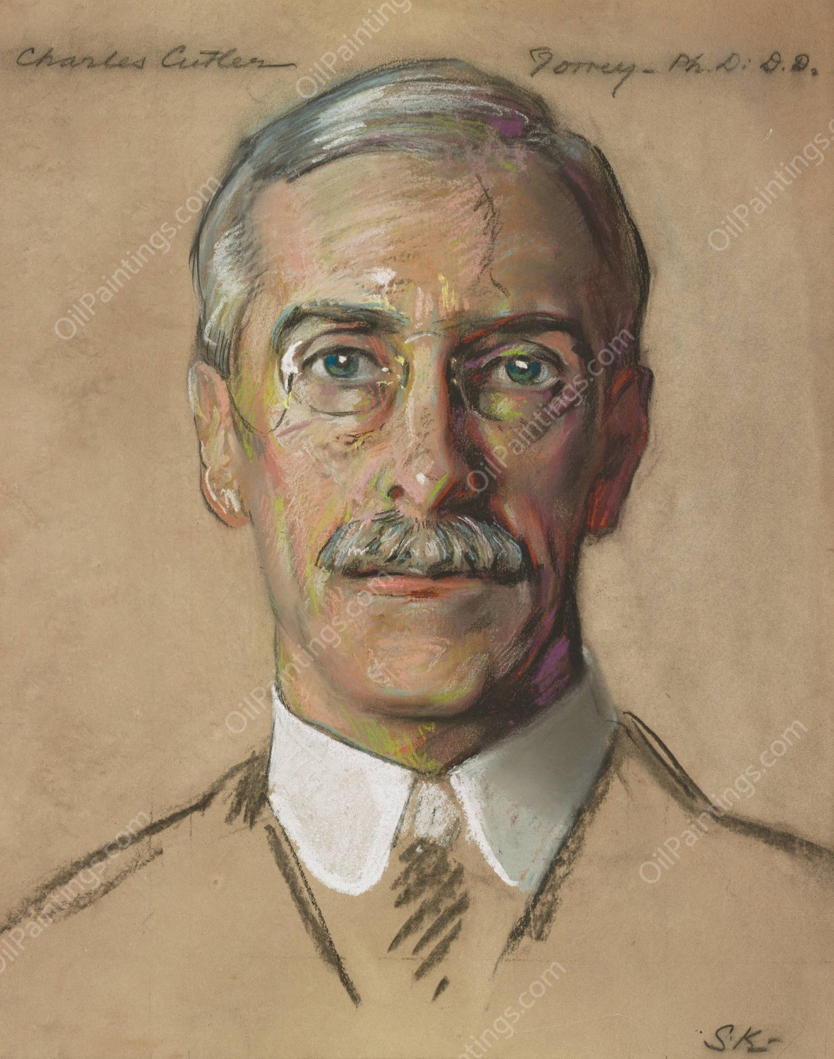 Charles C. Torrey Prof. of Semitic Languages 1900 by William Sergeant Kendall - Hand-Painted Oil Painting Reproduction