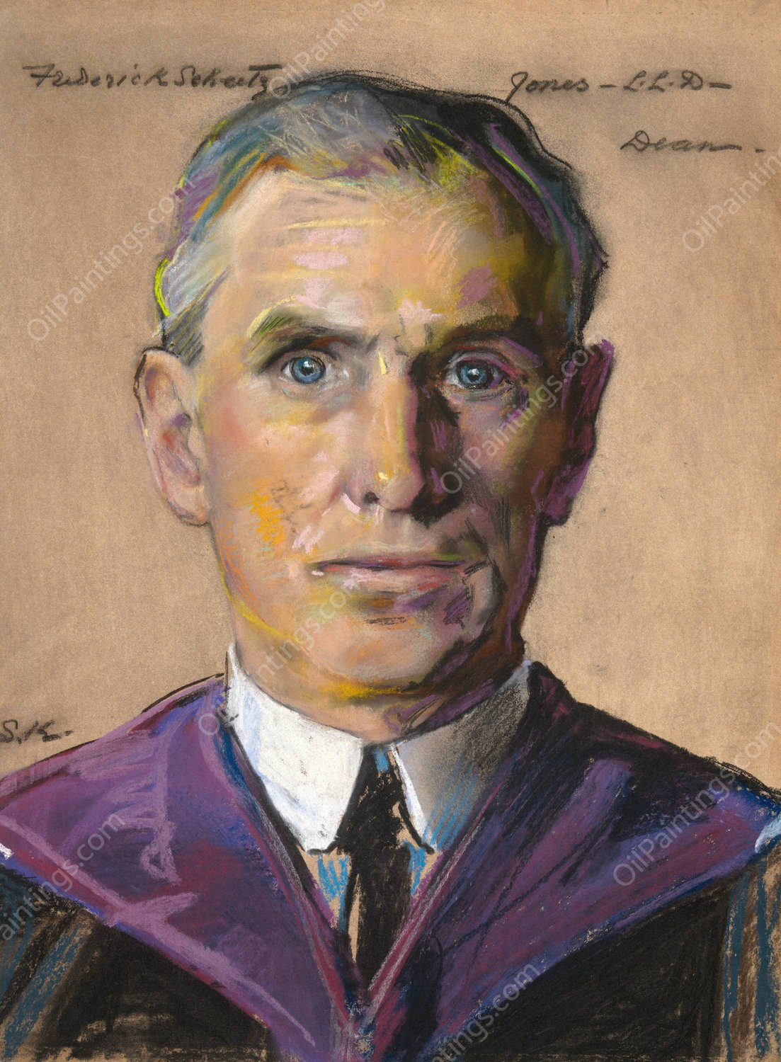 Frederick S. Jones; B.A. 1884, Dean of Yale College 1909 by William Sergeant Kendall - Hand-Painted Oil Painting Reproduction