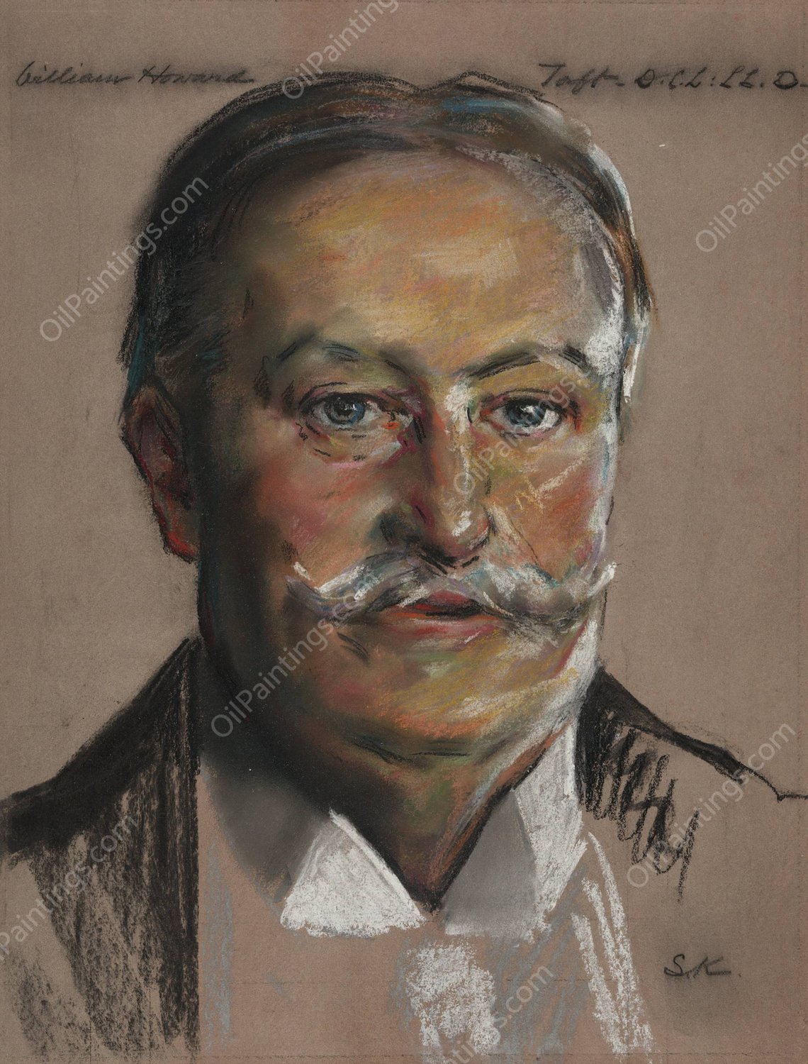 William Howard Taft-B.A. 1878. Pres. of the U.S. 1908-12, Prof. of Constitutional Law at Yale 1913-1921 by William Sergeant Kendall - Hand-Painted Oil Painting Reproduction