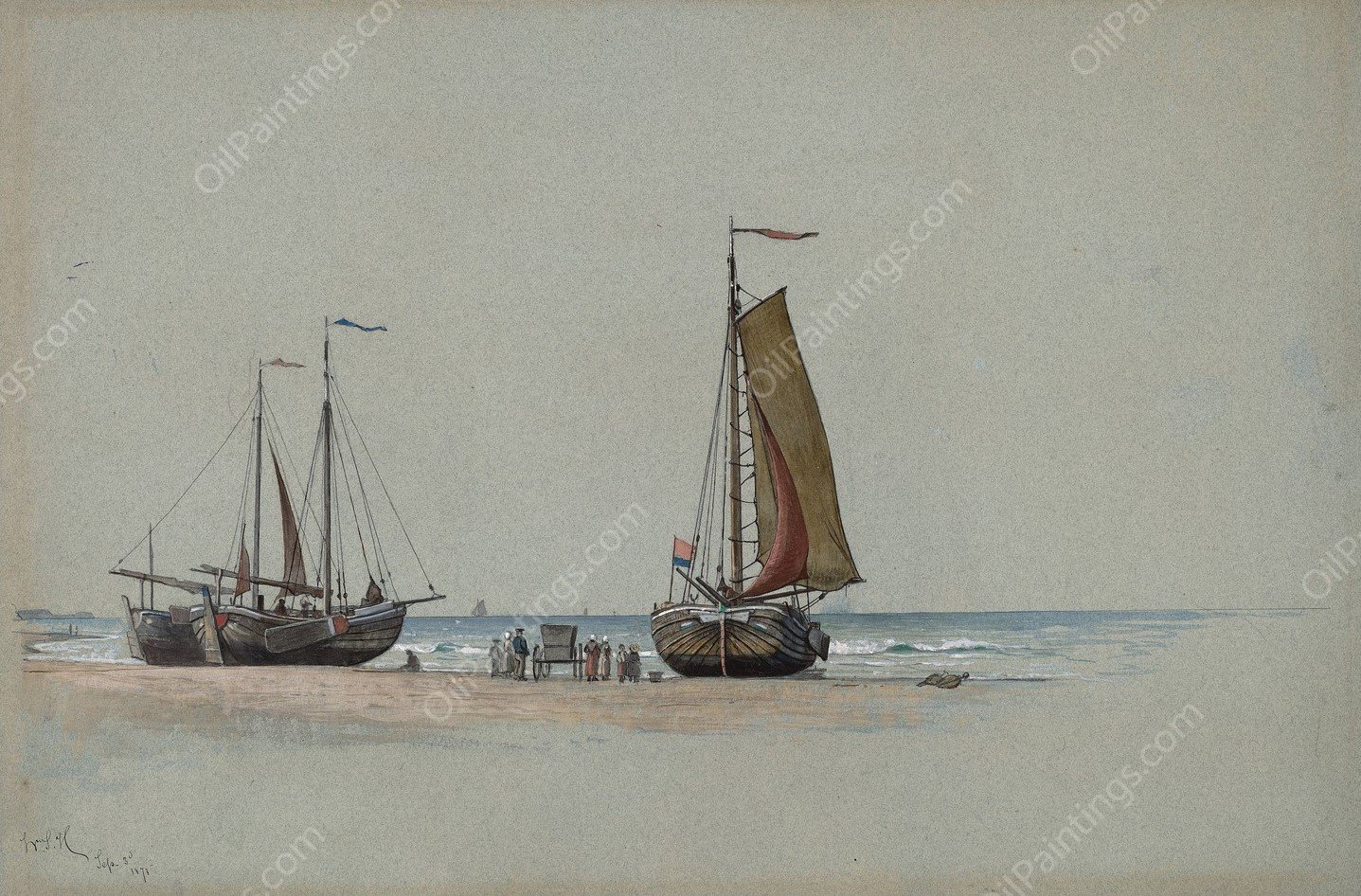 Blankenberge No.3  by William Stanley Haseltine - Hand-Painted Oil Painting Reproduction