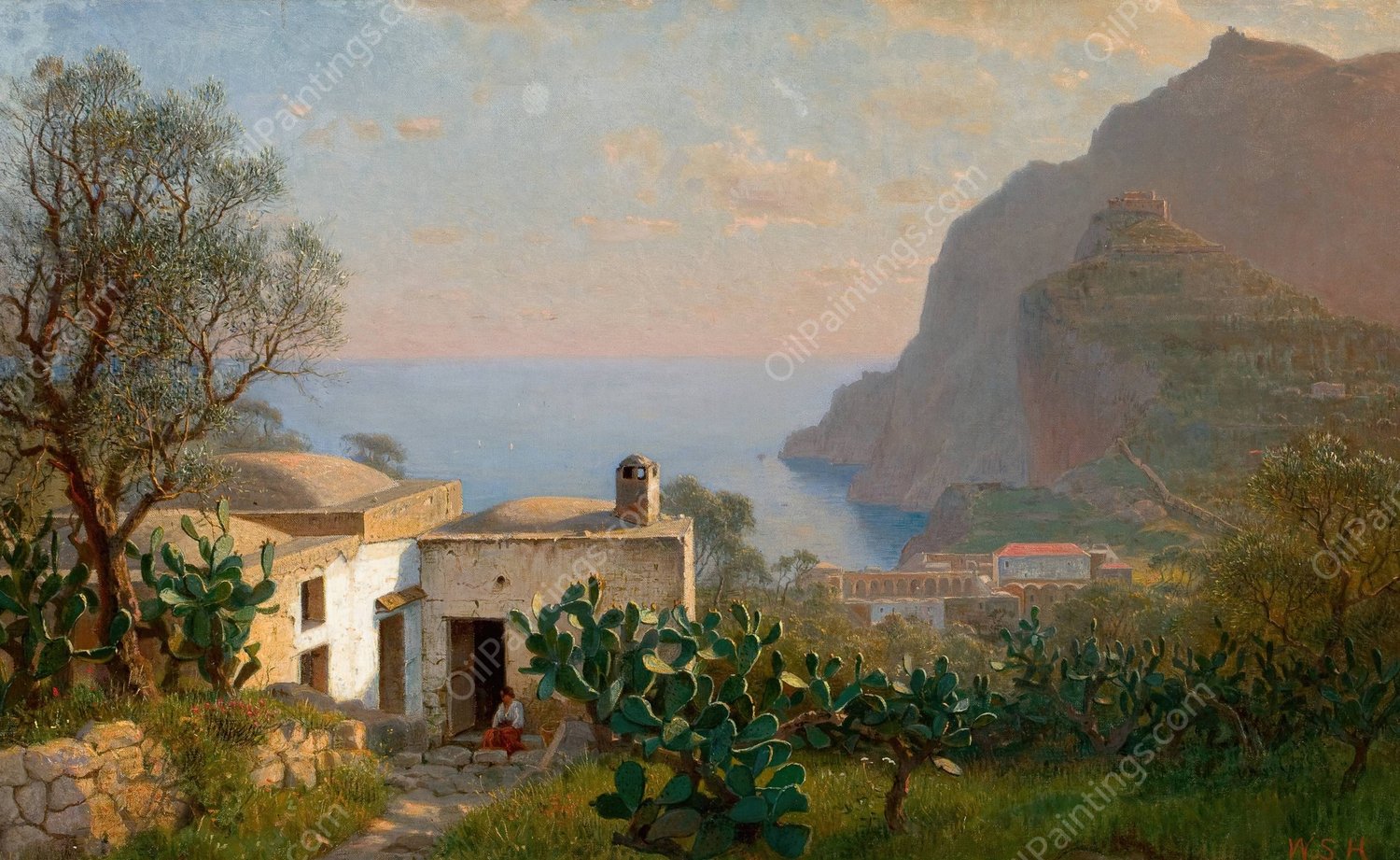 Capri Landscape by William Stanley Haseltine - Hand-Painted Oil Painting Reproduction