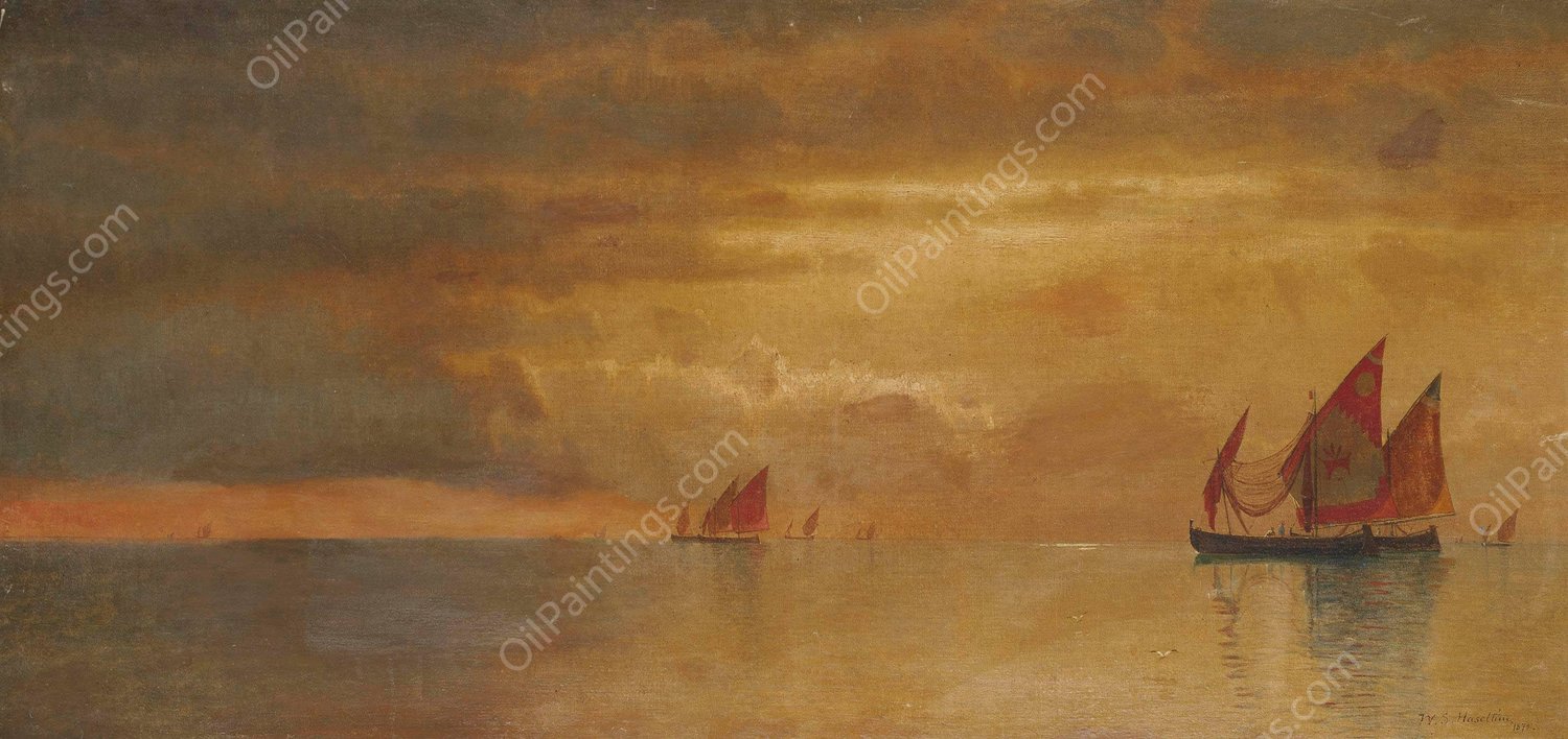 Fishermen on the Venetian Lagoon  by William Stanley Haseltine - Hand-Painted Oil Painting Reproduction