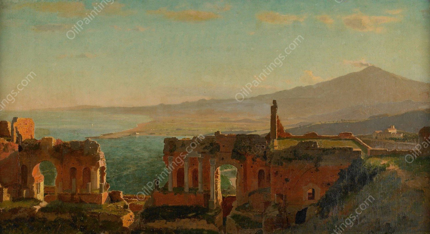 Mt. Aetna from Taormina  by William Stanley Haseltine - Hand-Painted Oil Painting Reproduction