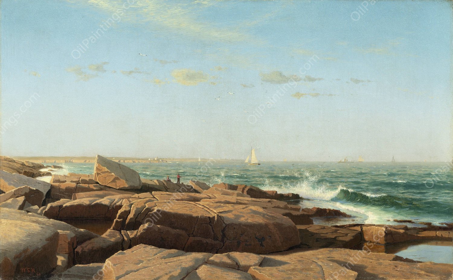 Narragansett Bay  by William Stanley Haseltine - Hand-Painted Oil Painting Reproduction