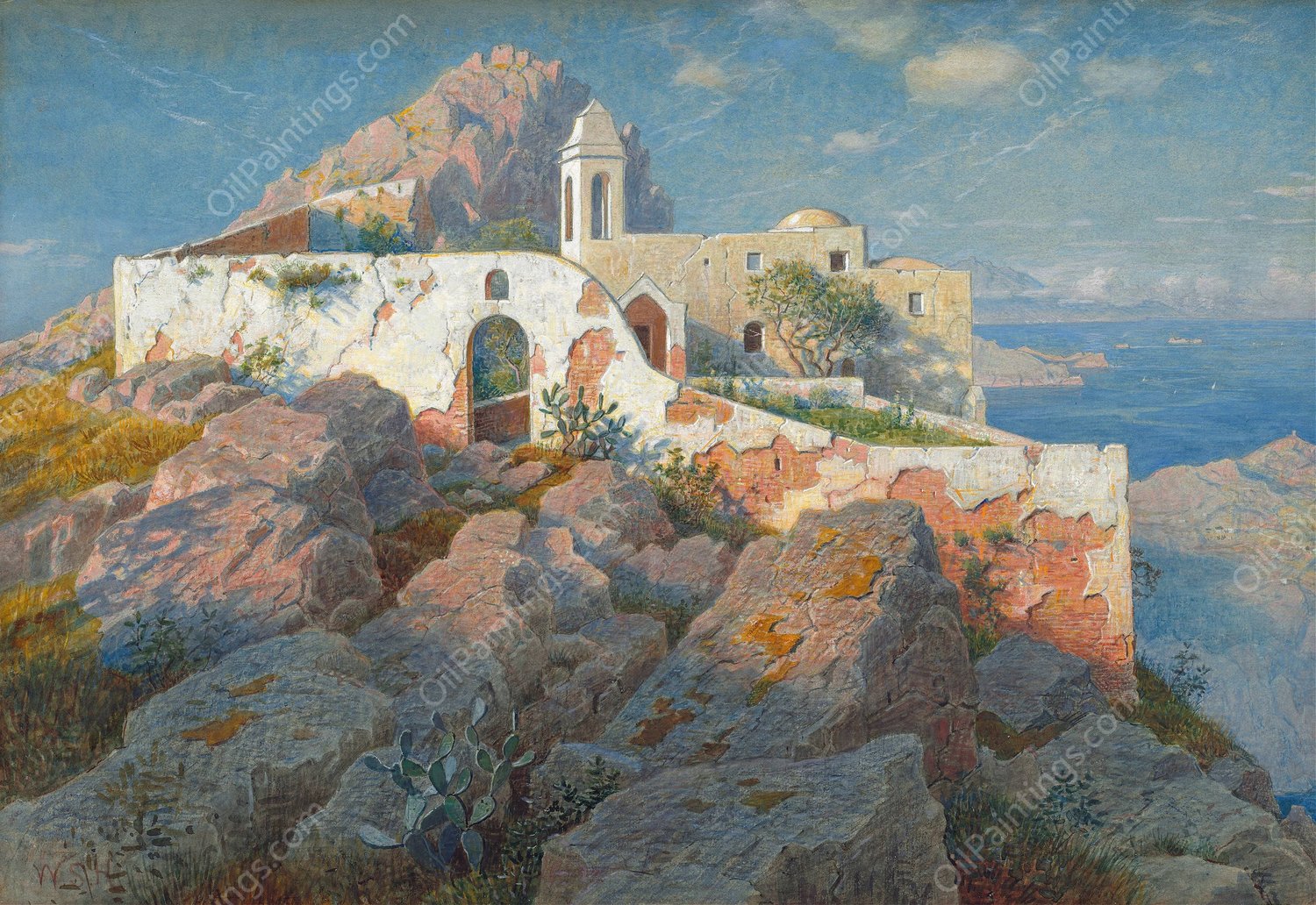 Santa Maria a Cetrella, Anacapri  by William Stanley Haseltine - Hand-Painted Oil Painting Reproduction