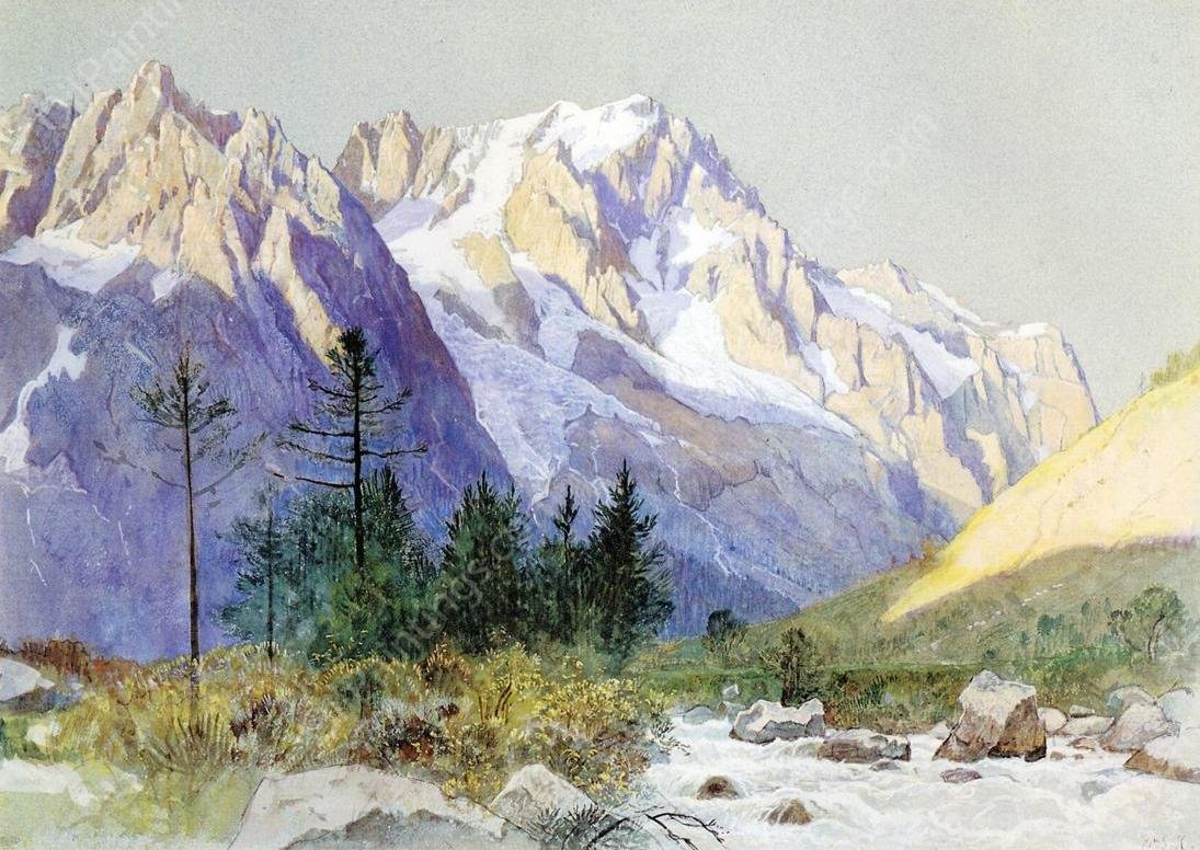 Wetterhorn from Grindelwald, Switzerland by William Stanley Haseltine - Hand-Painted Oil Painting Reproduction