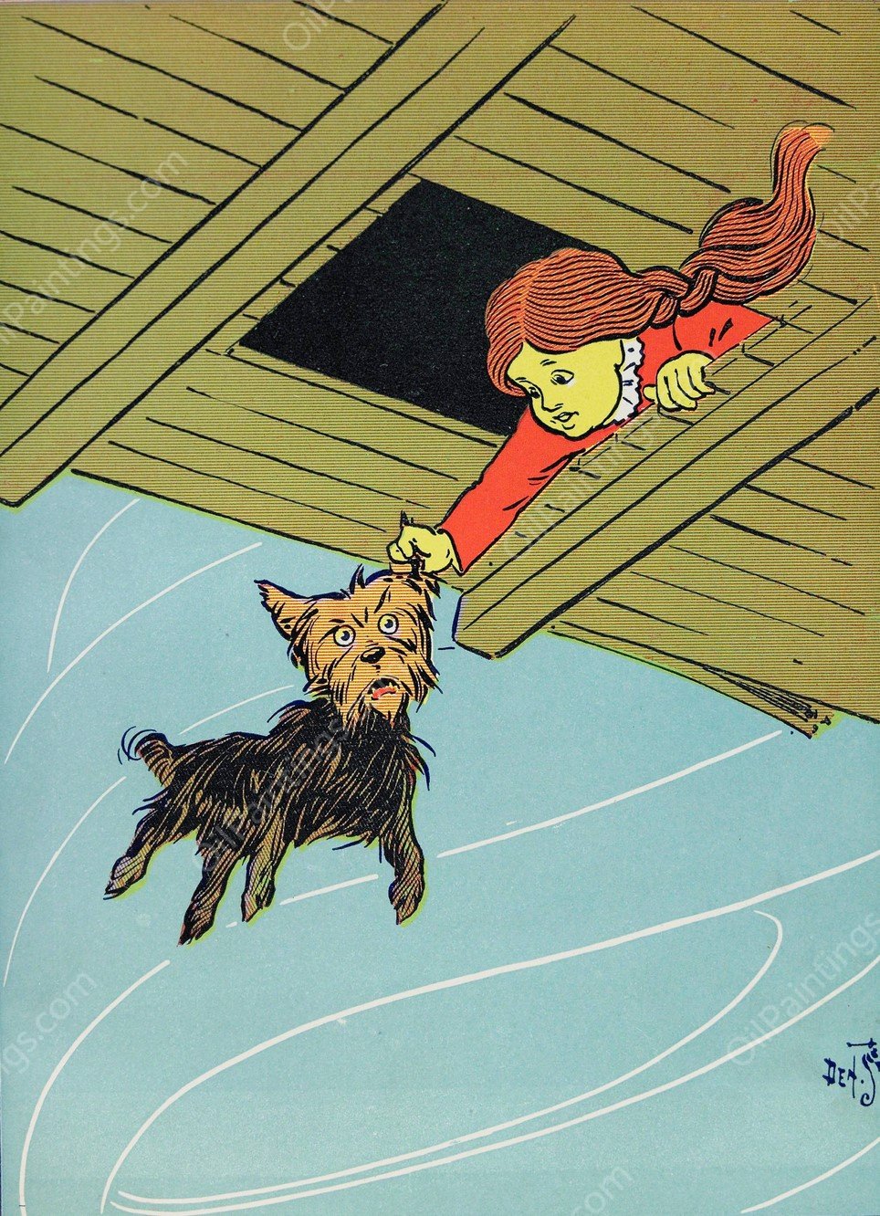 She caught Toto by the ear  by William Wallace Denslow - Hand-Painted Oil Painting Reproduction