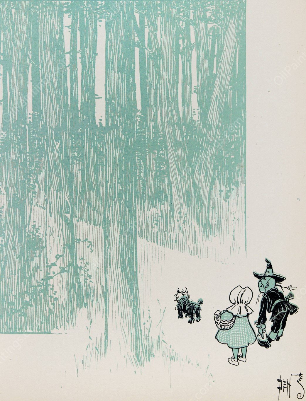 The Cowardly  by William Wallace Denslow - Hand-Painted Oil Painting Reproduction