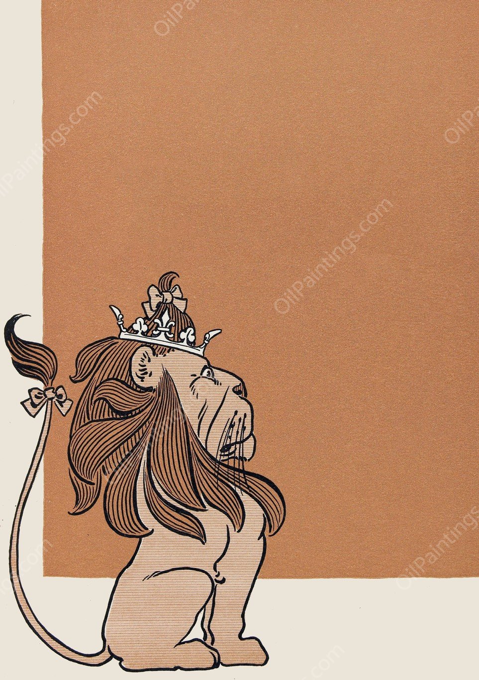 The lion becomes the king of beasts  by William Wallace Denslow - Hand-Painted Oil Painting Reproduction