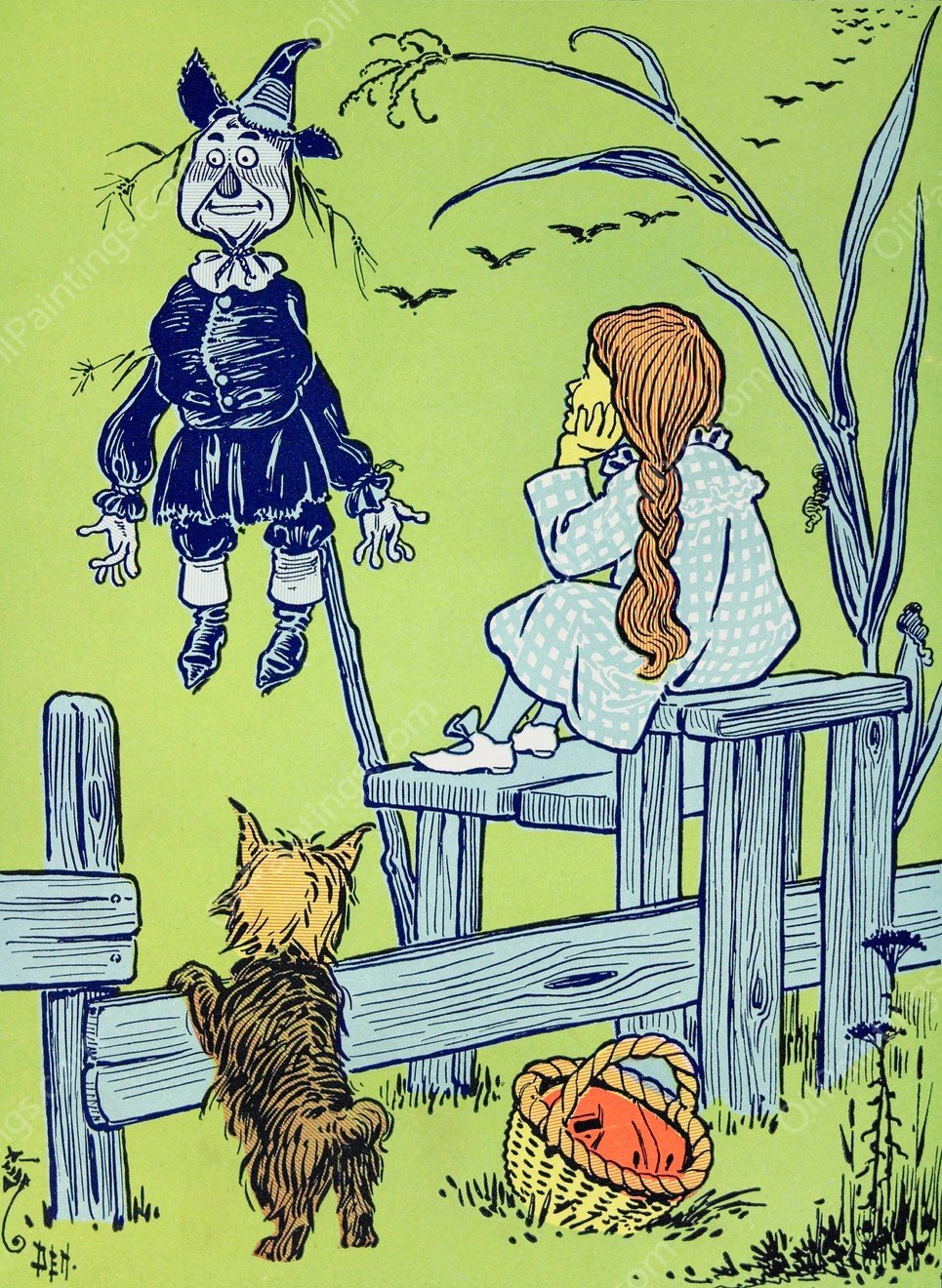 The road throgh the forest  by William Wallace Denslow - Hand-Painted Oil Painting Reproduction