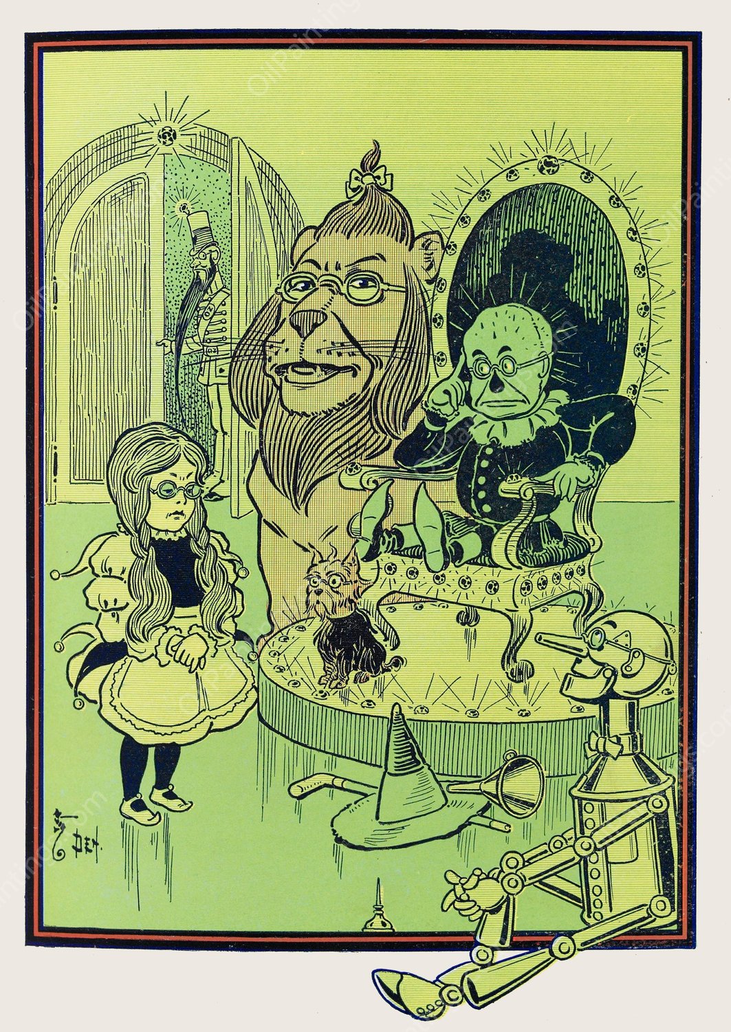 The Scarecrow sat on the big throne  by William Wallace Denslow - Hand-Painted Oil Painting Reproduction