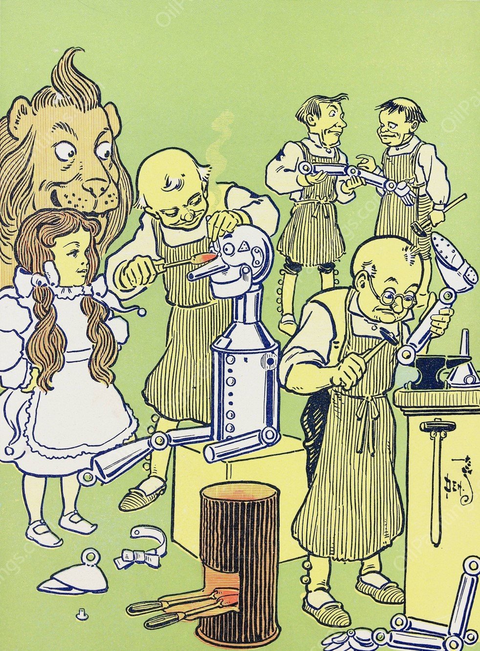 The Tinsmiths worked for three days and four nights  by William Wallace Denslow - Hand-Painted Oil Painting Reproduction