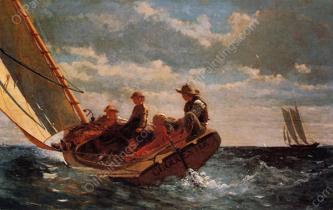 Breezing Up also known as A Fair Wind by Winslow Homer - Hand-Painted Oil Painting Reproduction
