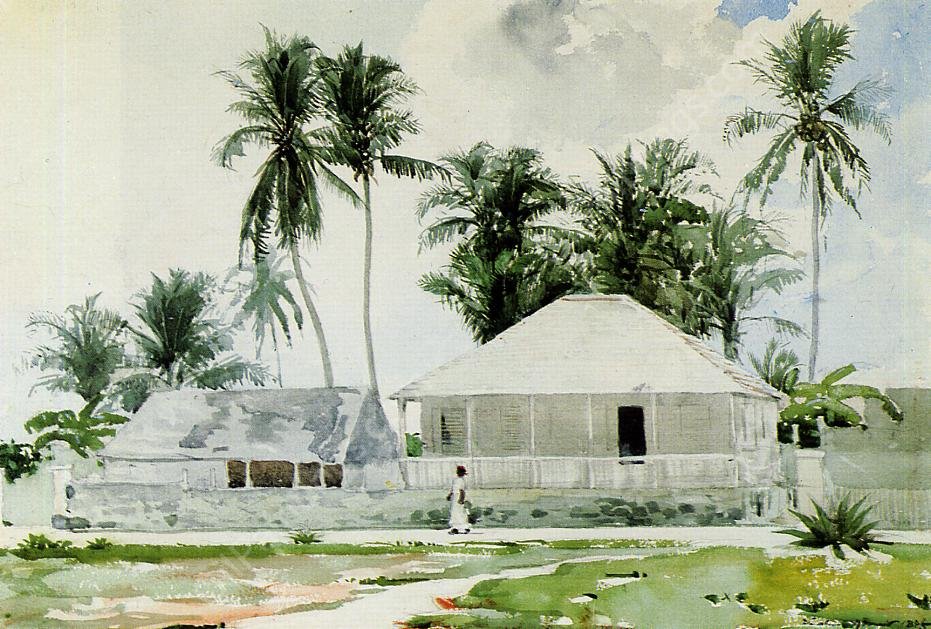 Cabins, Nassau by Winslow Homer - Hand-Painted Oil Painting Reproduction