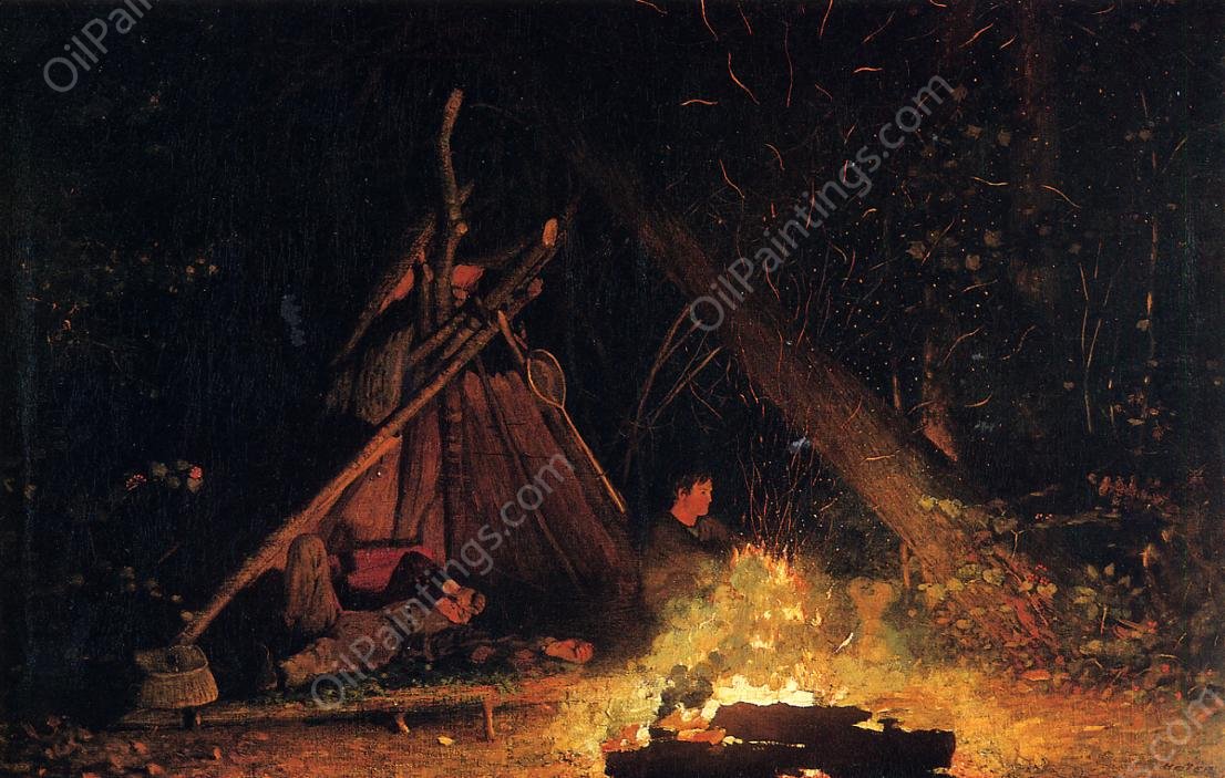 Camp Fire by Winslow Homer - Hand-Painted Oil Painting Reproduction