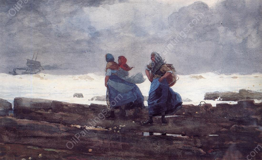 Fisherwives by Winslow Homer - Hand-Painted Oil Painting Reproduction