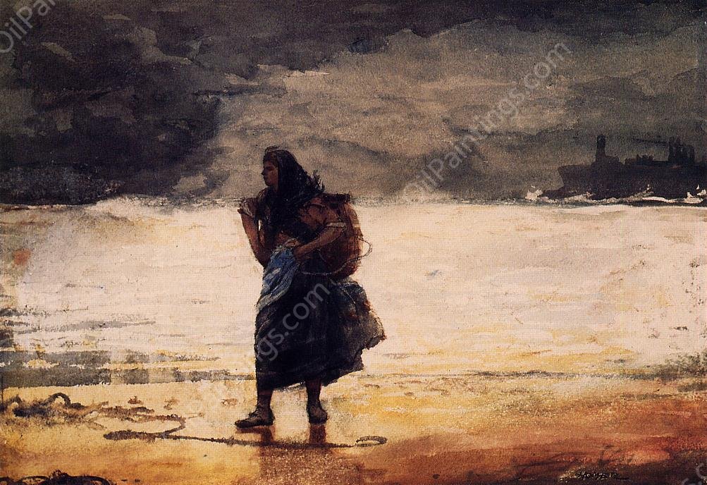 Fisherwoman by Winslow Homer - Hand-Painted Oil Painting Reproduction