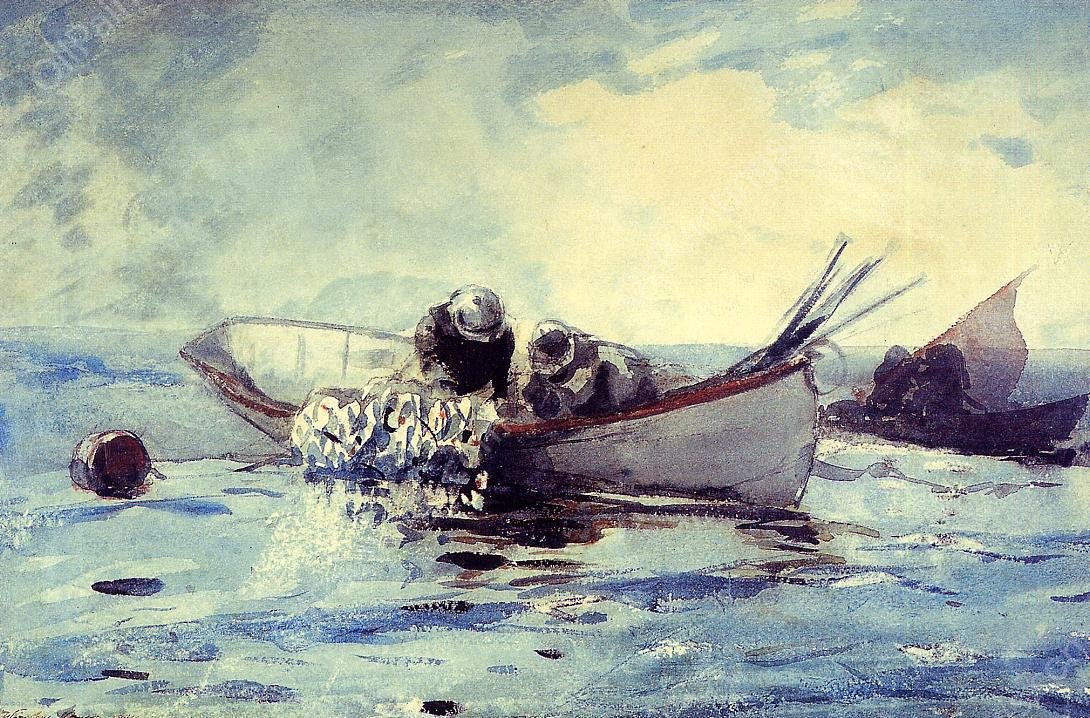Herring Fishing by Winslow Homer - Hand-Painted Oil Painting Reproduction