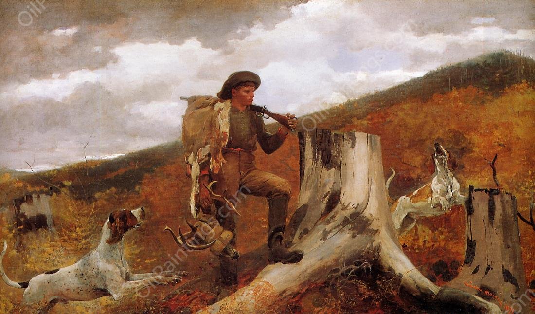 Huntsman and Dogs by Winslow Homer - Hand-Painted Oil Painting Reproduction