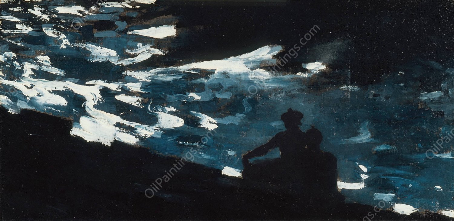 Moonlight on the Water  by Winslow Homer - Hand-Painted Oil Painting Reproduction