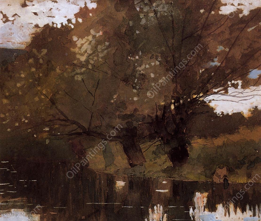 Pond and Willows, Houghton Farm by Winslow Homer - Hand-Painted Oil Painting Reproduction
