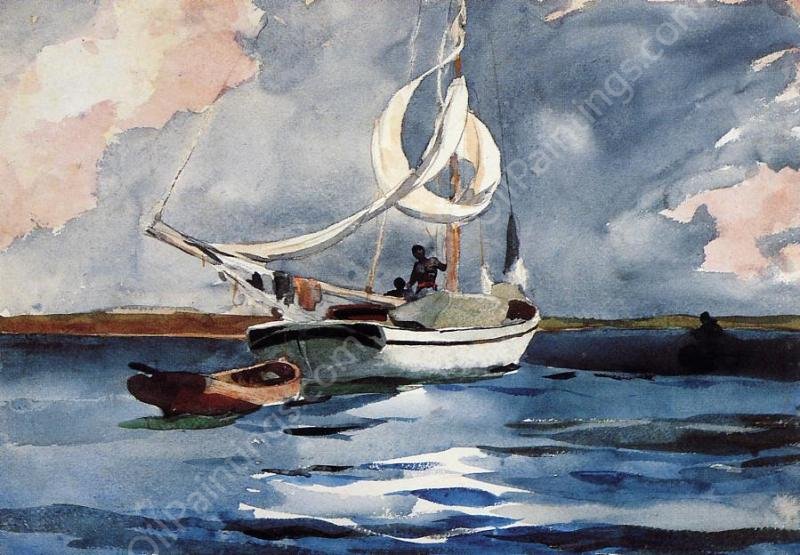 Sloop, Nassau by Winslow Homer - Hand-Painted Oil Painting Reproduction
