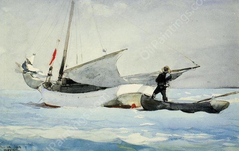 Stowing the Sail by Winslow Homer - Hand-Painted Oil Painting Reproduction