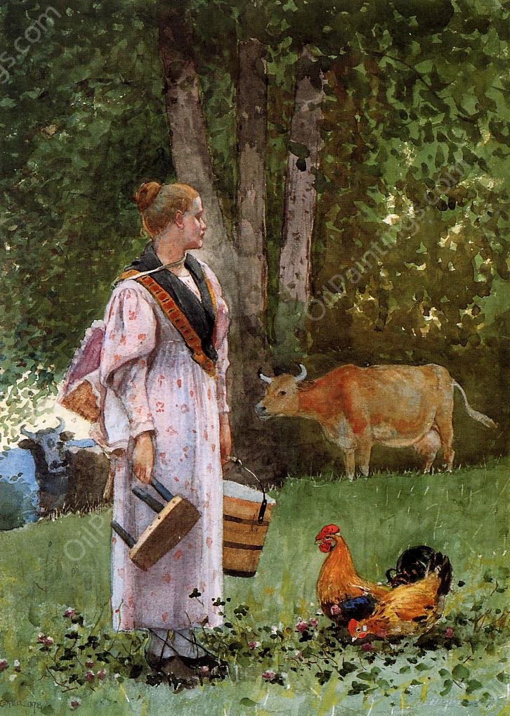 The Milk Maid by Winslow Homer - Hand-Painted Oil Painting Reproduction