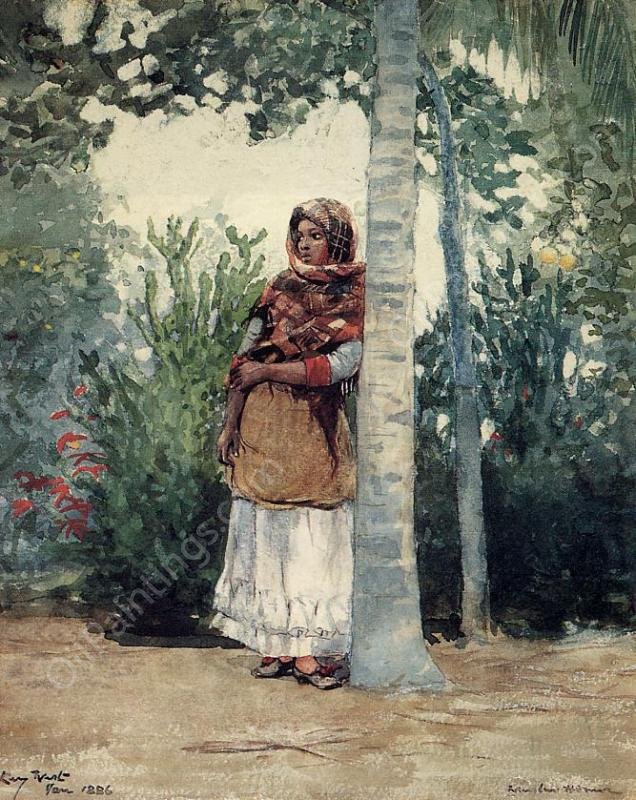 Under a Palm Tree by Winslow Homer - Hand-Painted Oil Painting Reproduction