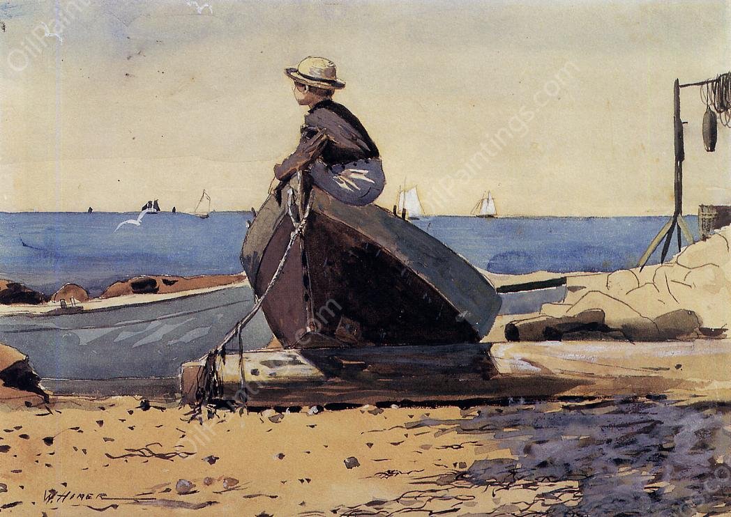 Waiting for Dad also known as Longing by Winslow Homer - Hand-Painted Oil Painting Reproduction