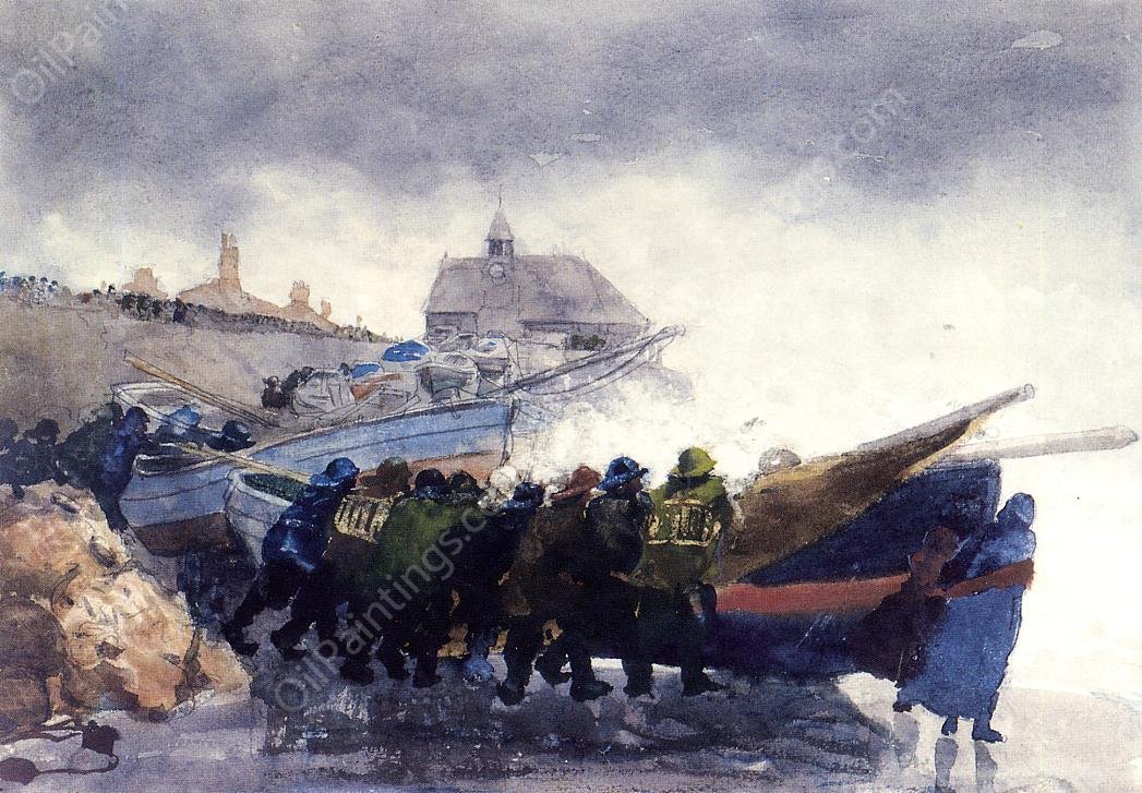 Watching the Tempest by Winslow Homer - Hand-Painted Oil Painting Reproduction