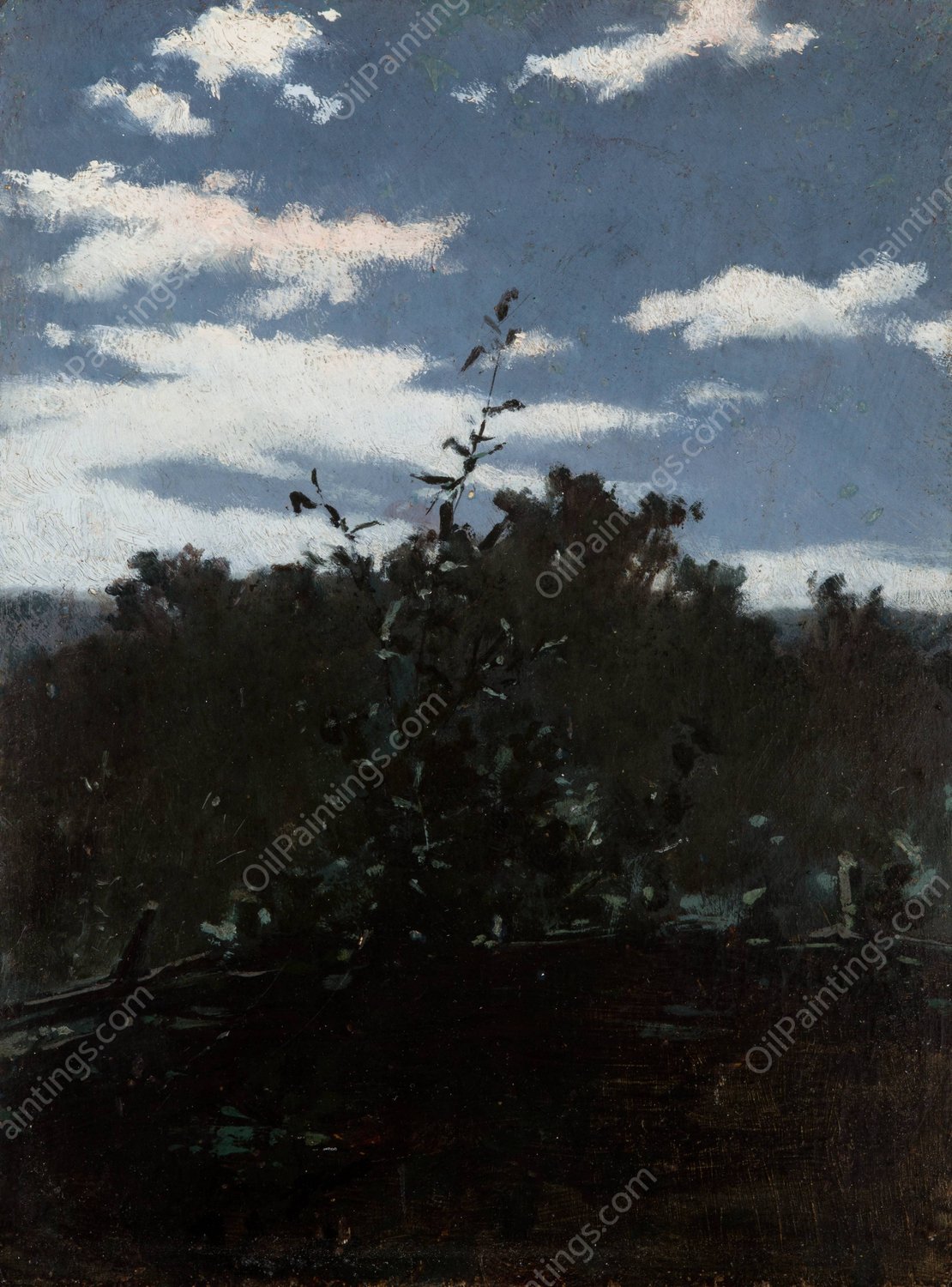 Landscape with a Brushwood Fence  by Witold Pruszkowski - Hand-Painted Oil Painting Reproduction