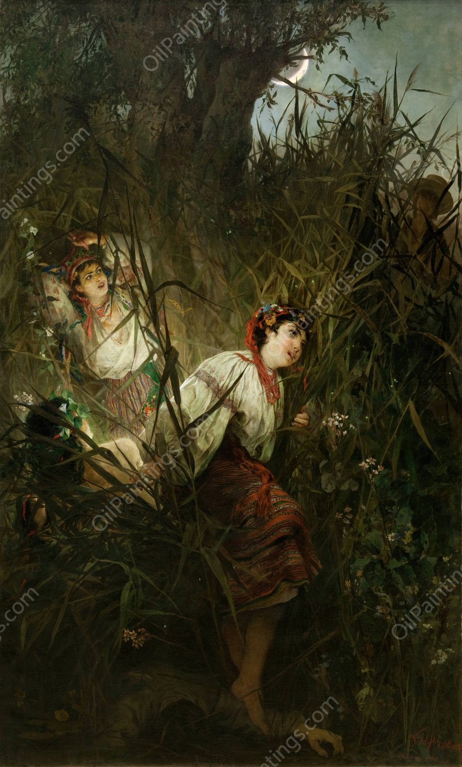 Water Nymphs  by Witold Pruszkowski - Hand-Painted Oil Painting Reproduction