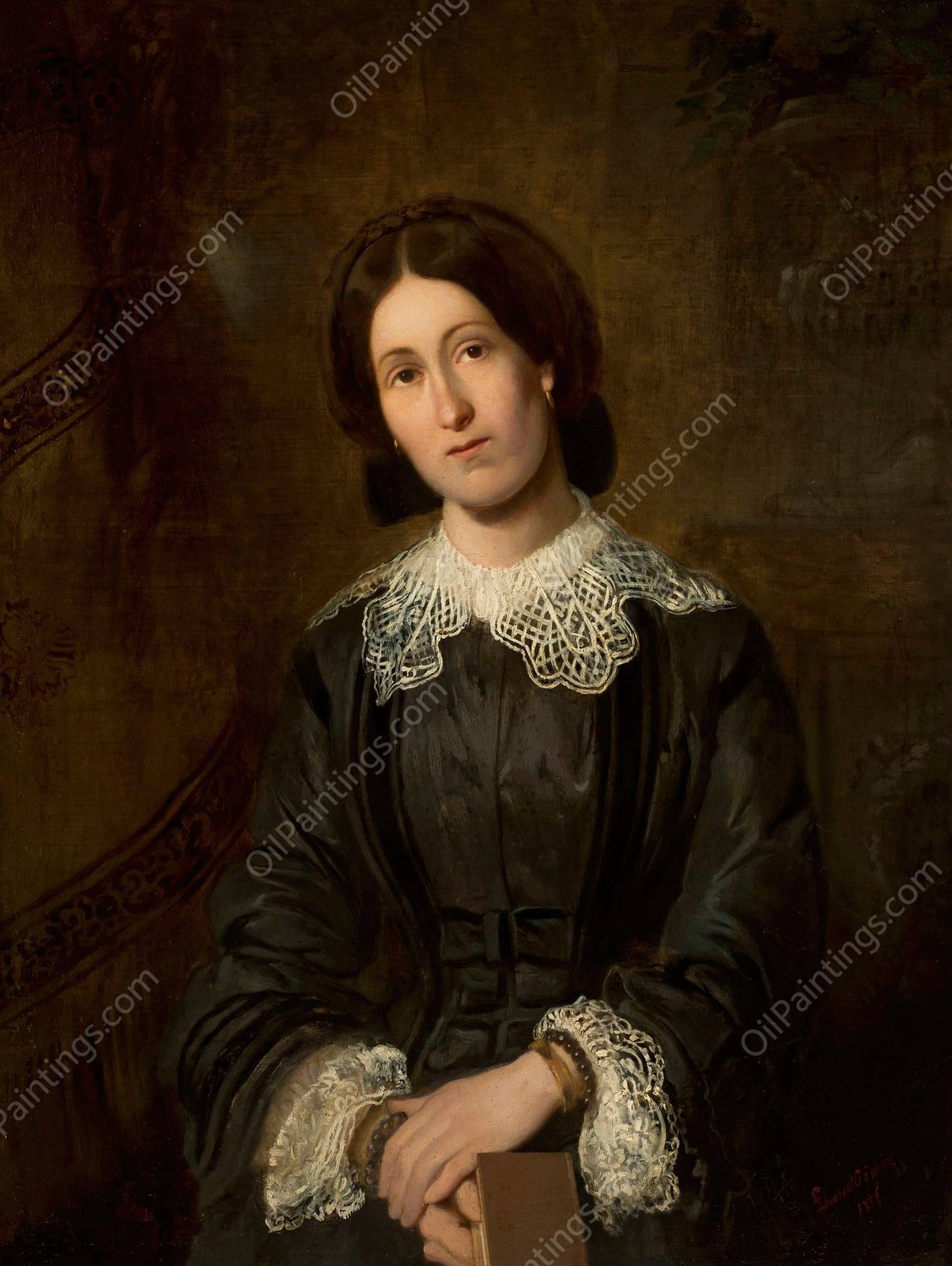 Portrait of Lucyna luszczkiewicz, artist's sister by Wladyslaw Luszczkiewicz - Hand-Painted Oil Painting Reproduction