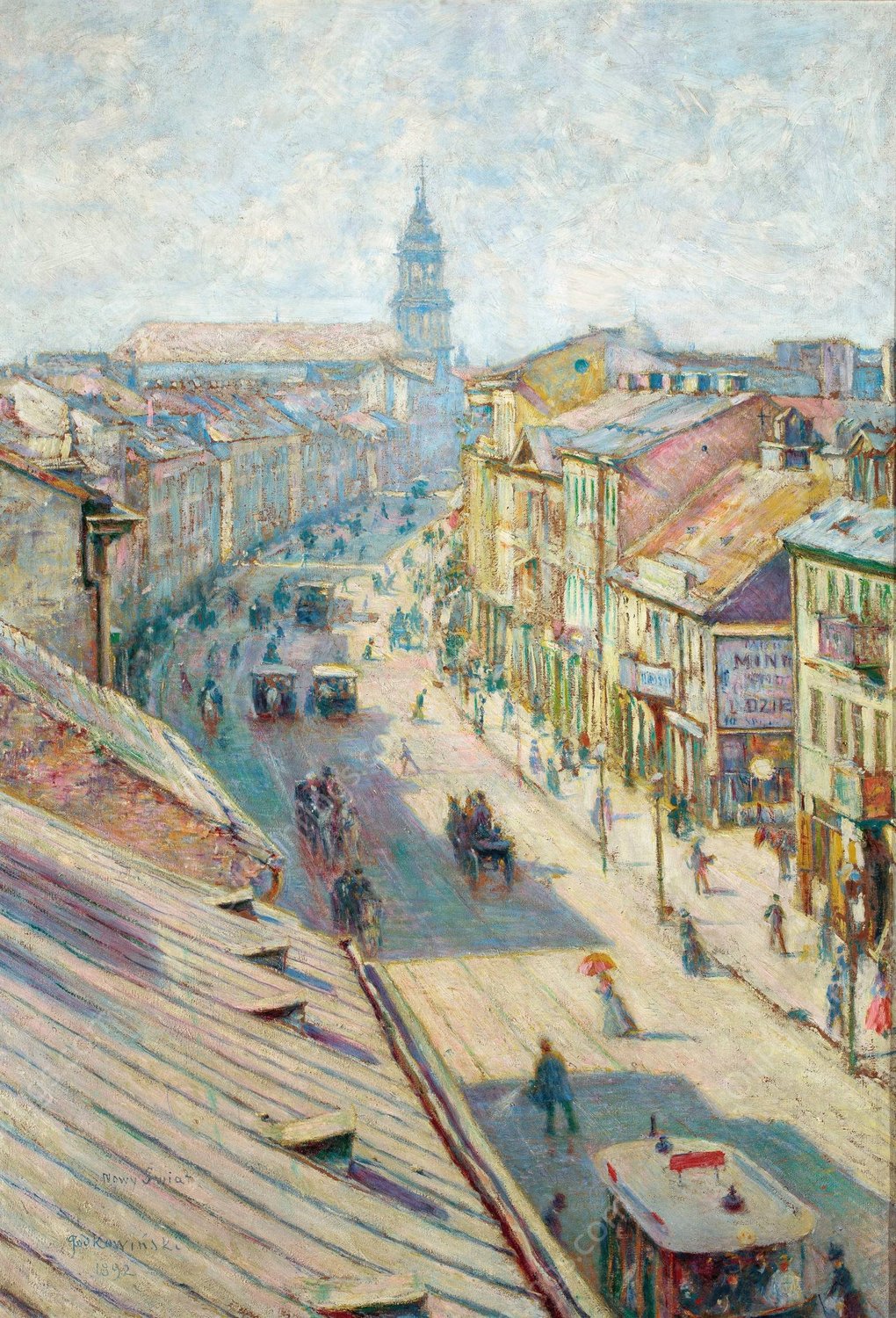 Nowy Swiat Street in Warsaw on a summer day  by Wladyslaw Podkowinski - Hand-Painted Oil Painting Reproduction