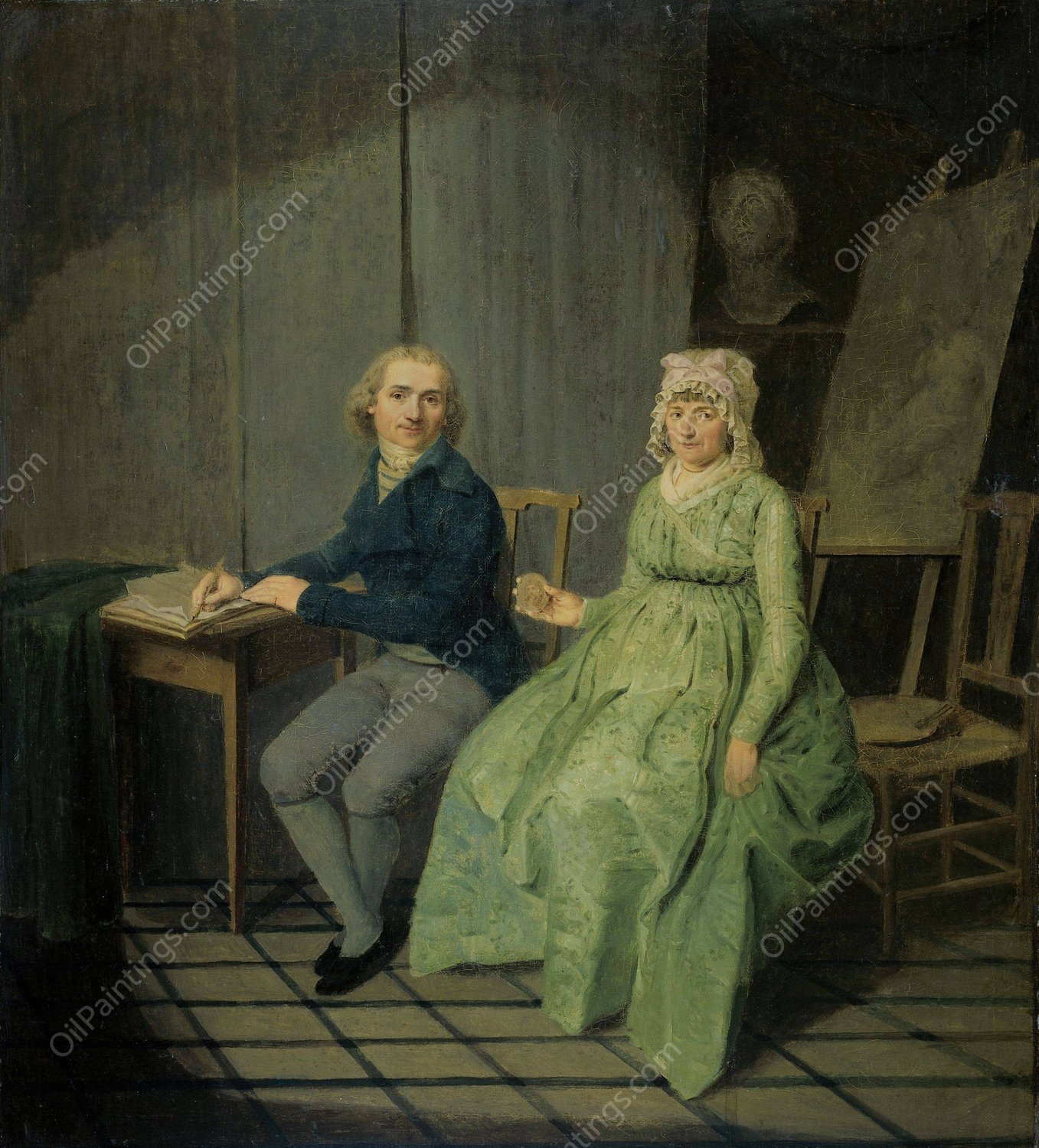 A Painter with his Wife  by Wybrand Hendriks - Hand-Painted Oil Painting Reproduction