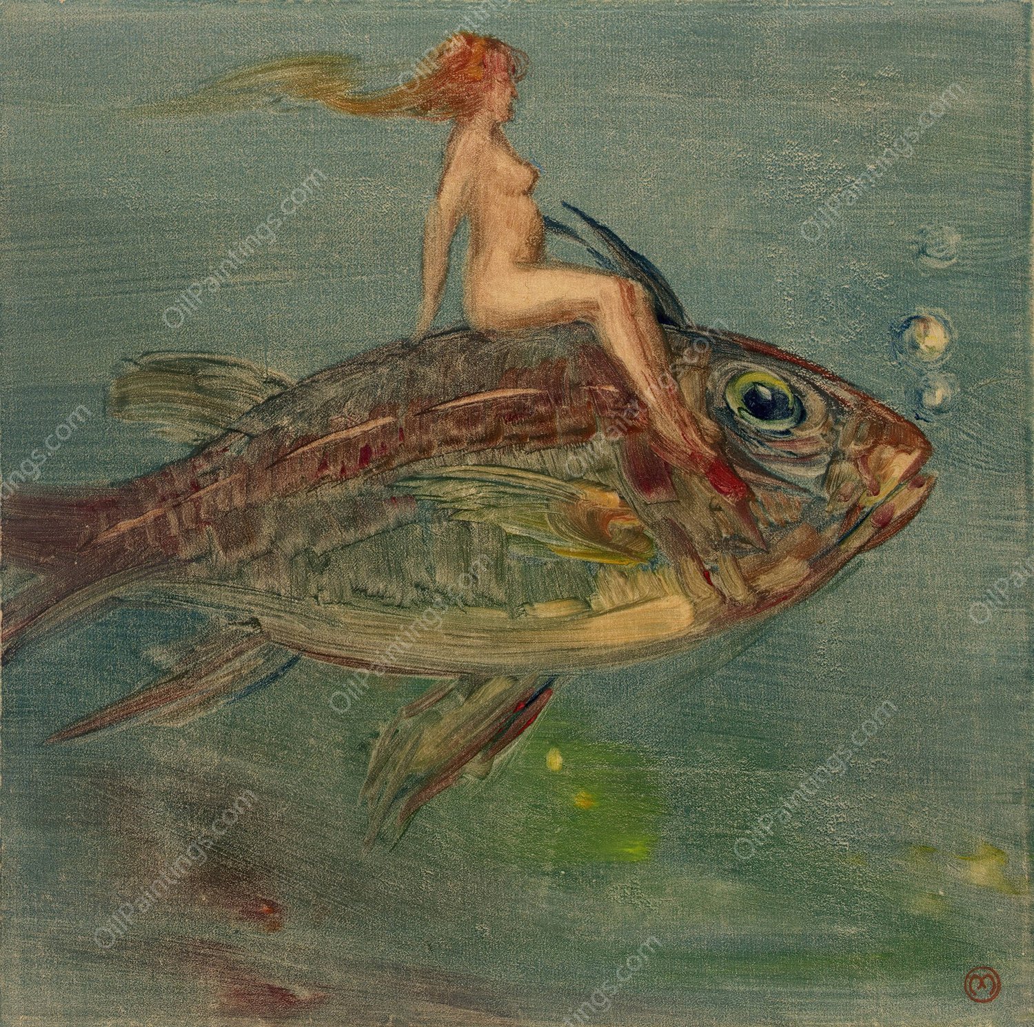 Valkyrie of the Sea  by Xavier Martinez - Hand-Painted Oil Painting Reproduction