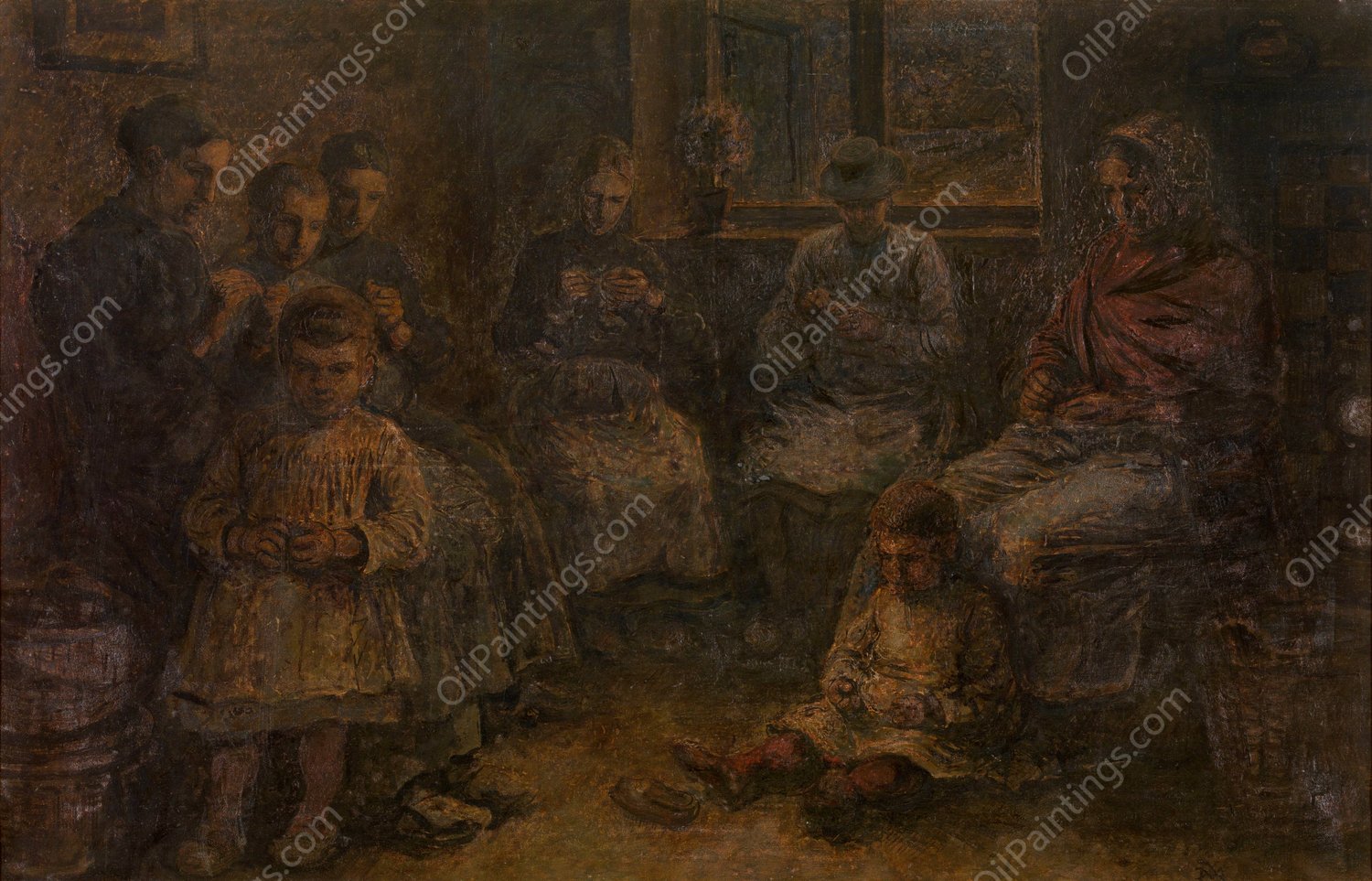 Portrait of a Family by Xavier Mellery - Hand-Painted Oil Painting Reproduction