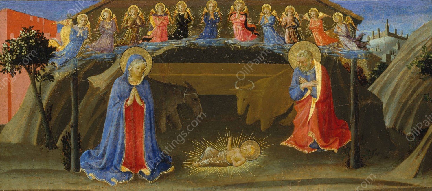 The Nativity  by Zanobi Strozzi - Hand-Painted Oil Painting Reproduction