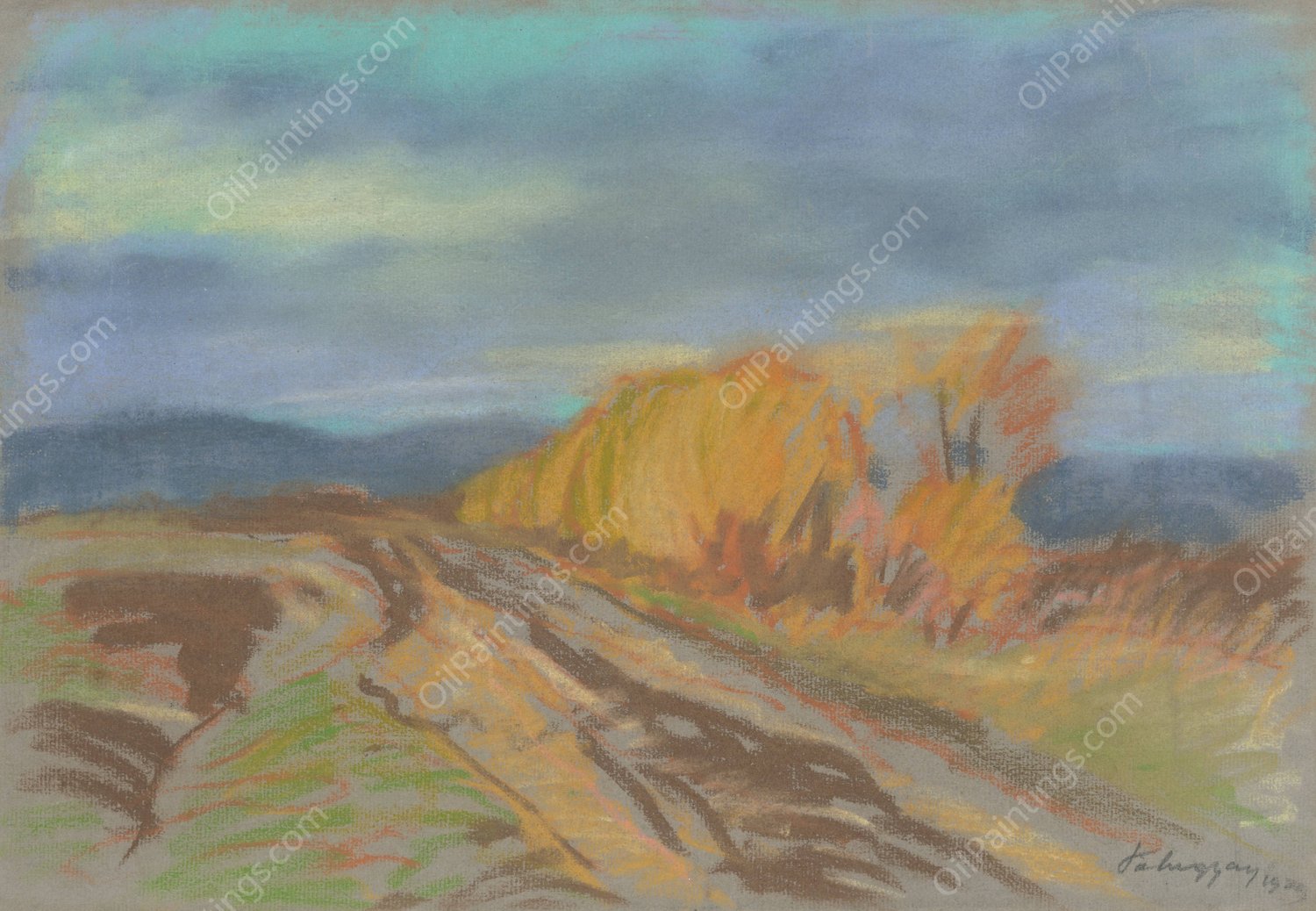 Autumn Motif  by Zolo Palugyay - Hand-Painted Oil Painting Reproduction