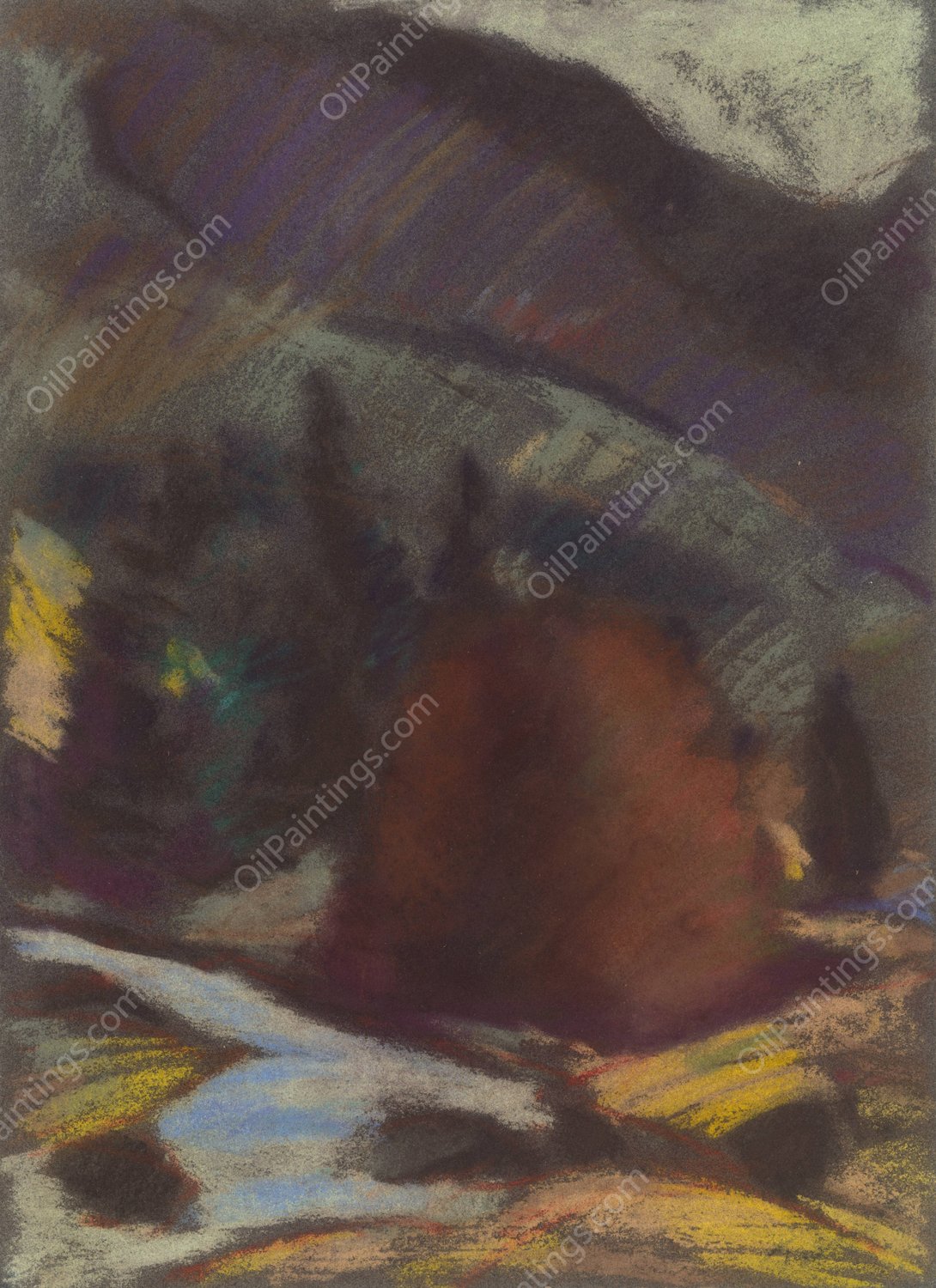 Below the Mountain  by Zolo Palugyay - Hand-Painted Oil Painting Reproduction