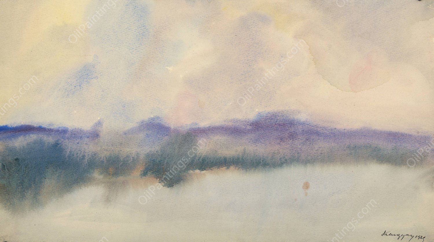Fog over a Fish Pond  by Zolo Palugyay - Hand-Painted Oil Painting Reproduction